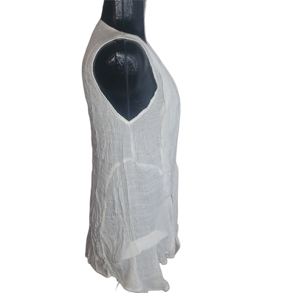 Papillon White Wrinkled Fabric Detailed Sleeveless Layered Top M - Picture 3 of 6